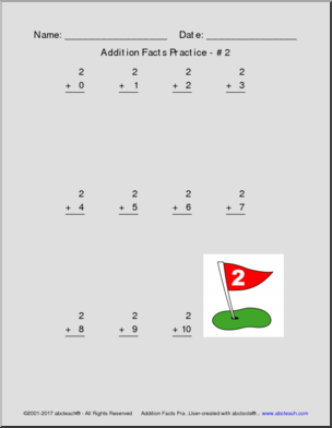 Addition Facts Practice Pack (all positive integers)