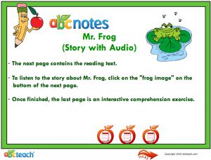 Interactive: Flipchart: Reading Comprehension with Audio: Mr. Frog (K-1)