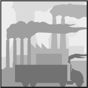 Clip Art: Environmental Concerns: Air Pollution Grayscale