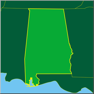 Clip Art: US State Maps: Alabama Color