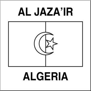 Clip Art: Flags: Algeria B&W