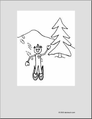 Coloring Page: Space Aliens – Snowshoeing