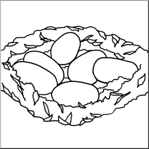 Clip Art: Alligator Eggs in Nest B&W