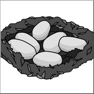 Clip Art: Alligator Eggs in Nest Grayscale
