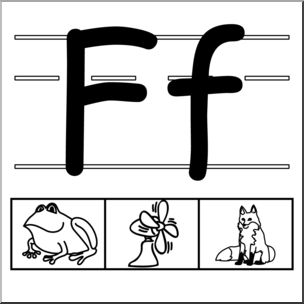 Clip Art: Alphabet Set 01: F B&W