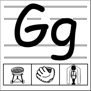 Clip Art: Alphabet Set 01: G B&W