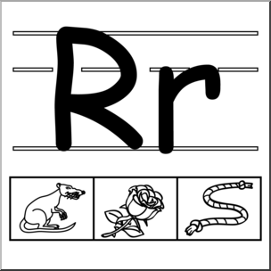 Clip Art: Alphabet Set 01: R B&W