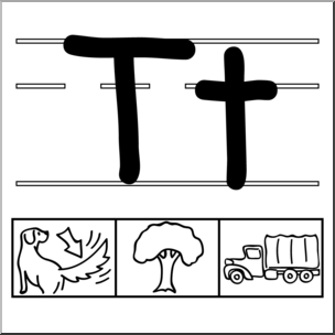 Clip Art: Alphabet Set 01: T B&W