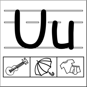 Clip Art: Alphabet Set 01: U B&W