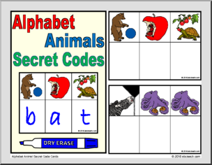 Secret Code Cards – 3-letter words Alphabet Animals – Abcteach