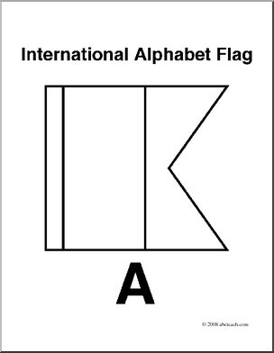 Clip Art: Flags: Alphabet Flag A (coloring page)