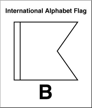 Clip Art: Flags: Alphabet Flag B B&W