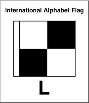 Clip Art: Flags: Alphabet Flag L B&W