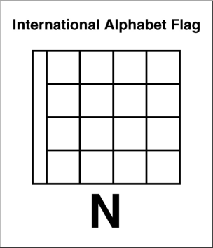 Clip Art: Flags: Alphabet Flag N B&W