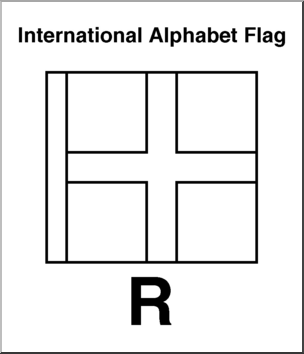 Clip Art: Flags: Alphabet Flag R B&W