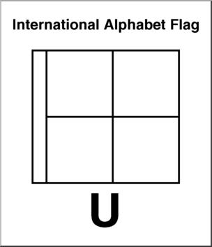 Clip Art: Flags: Alphabet Flag U B&W