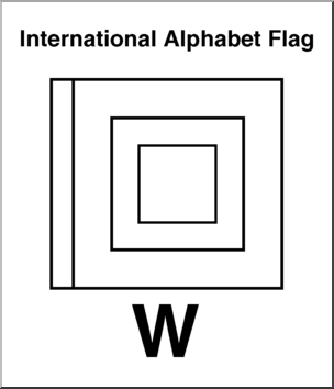 Clip Art: Flags: Alphabet Flag W B&W
