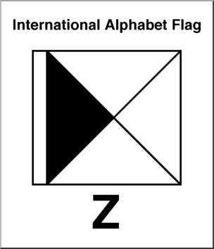 Clip Art: Flags: Alphabet Flag Z B&W