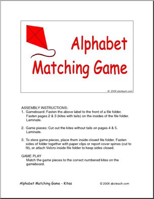 Board Game: Alphabet Kites (preschool) -color