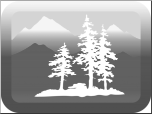 Clip Art: Habitat Button: Alpine Grayscale