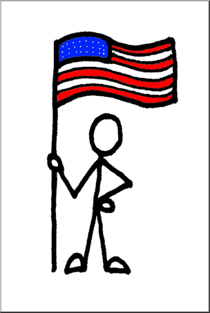 Clip Art: Stick Guy American Flag Color