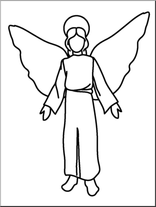 Clip Art: Religious: Angel B&W