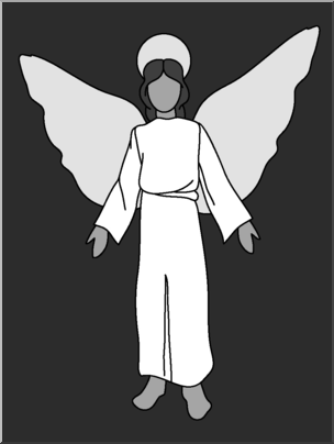Clip Art: Religious: Angel Grayscale