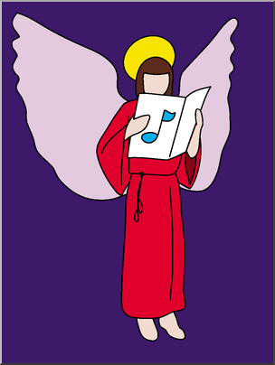 Clip Art: Religious: Angel Singing Color