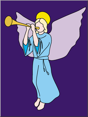 Clip Art: Religious: Angel with Trumpet Color