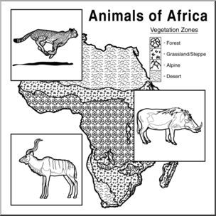 Clip Art: Animals of Africa (coloring page)