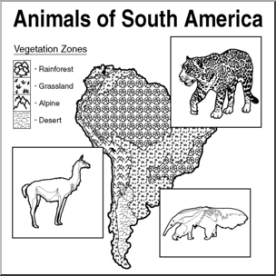 Clip Art: Animals of South America B&W