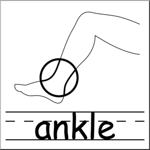 Clip Art: Parts of the Body: Ankle B&W