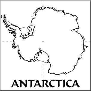 Clip Art: Antarctica Map B&W Blank