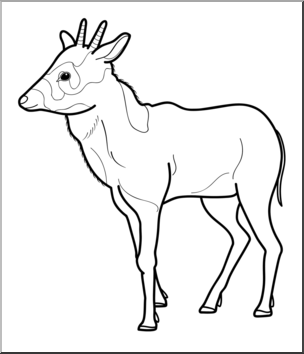Clip Art: Baby Animals: Antelope Calf B&W