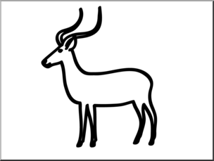 Clip Art: Basic Words: Antelope B&W Unlabeled