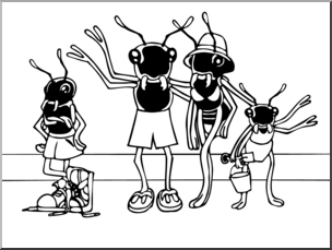 Clip Art: Ants on Vacation B&W