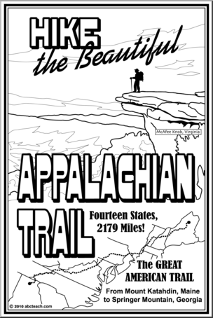 Clip Art: Appalachian Trail Postcard B&W