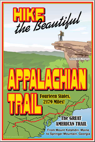 Clip Art: Appalachian Trail Postcard Color