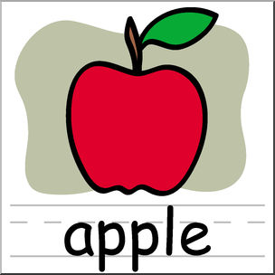 Clip Art: Basic Words: Apple Color Labeled