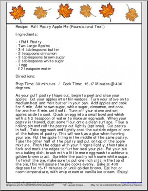 Shapebook: Foundational Text – Apple Pie Recipe
