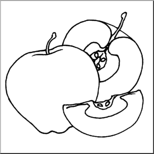 Clip Art: Fruit: Realistic Apples B&W