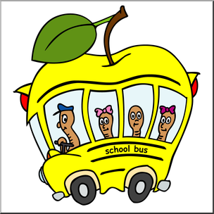Clip Art: Apple School Bus Color 2