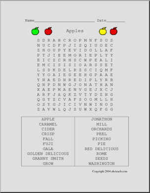 Word Search: Apples (multi-age)
