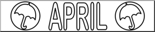 Clip Art: Month Banner: April B&W