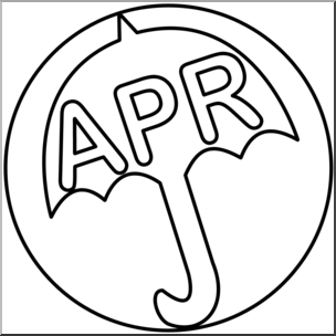 Clip Art: Month Icon: April B&W