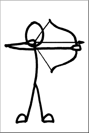 Clip Art: Stick Guy Archery B&W