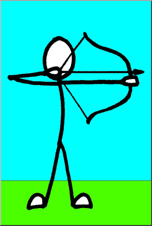 Clip Art: Stick Guy Archery Color