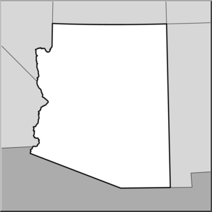 Clip Art: US State Maps: Arizona Grayscale