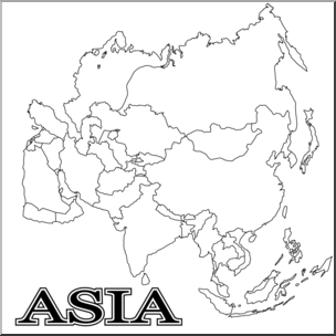 Clip Art: Asia Map B&W Blank