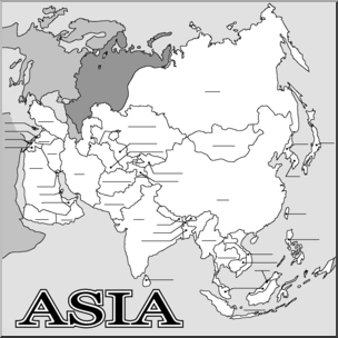 Clip Art: Asia Map Grayscale Unlabeled